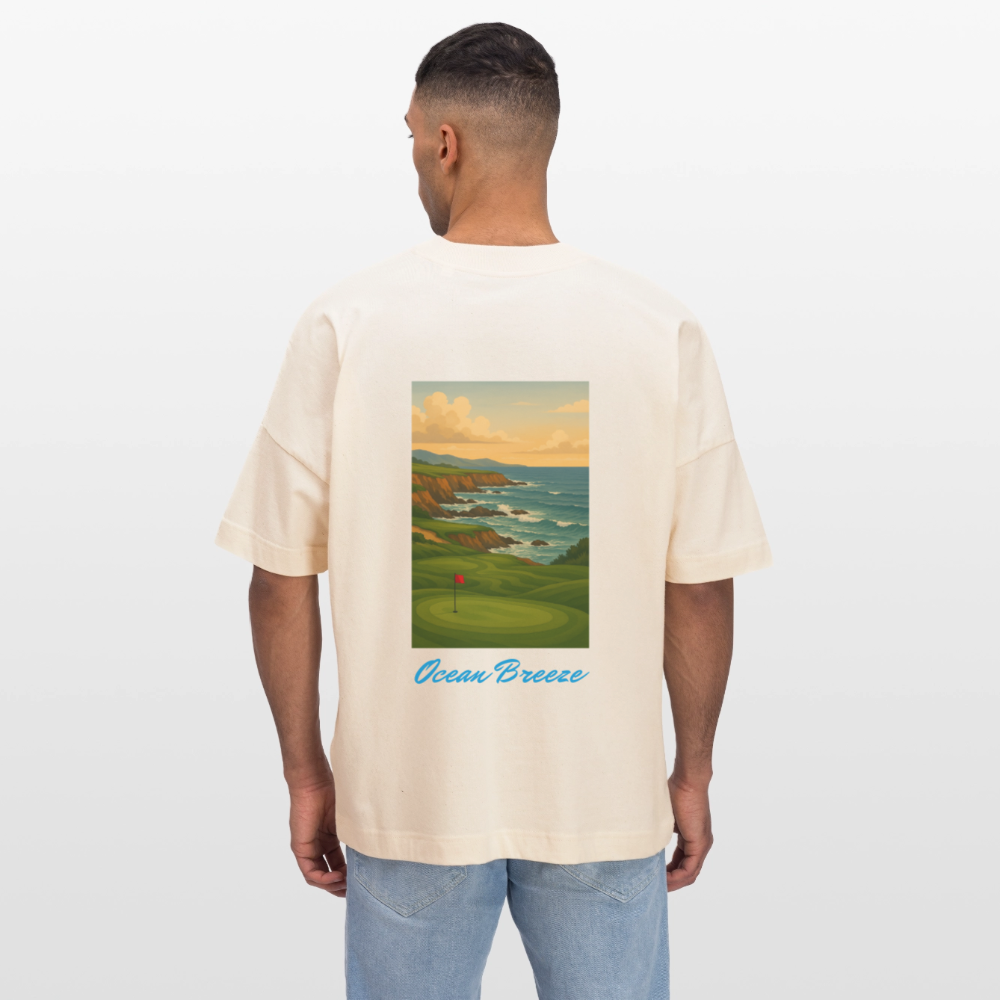 Oversized Unisex Organic T-shirt Ócean Creme - natural raw