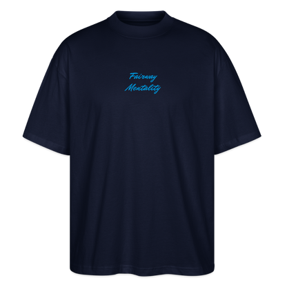 Oversized Unisex Organic T-shirt Ócean Creme - navy
