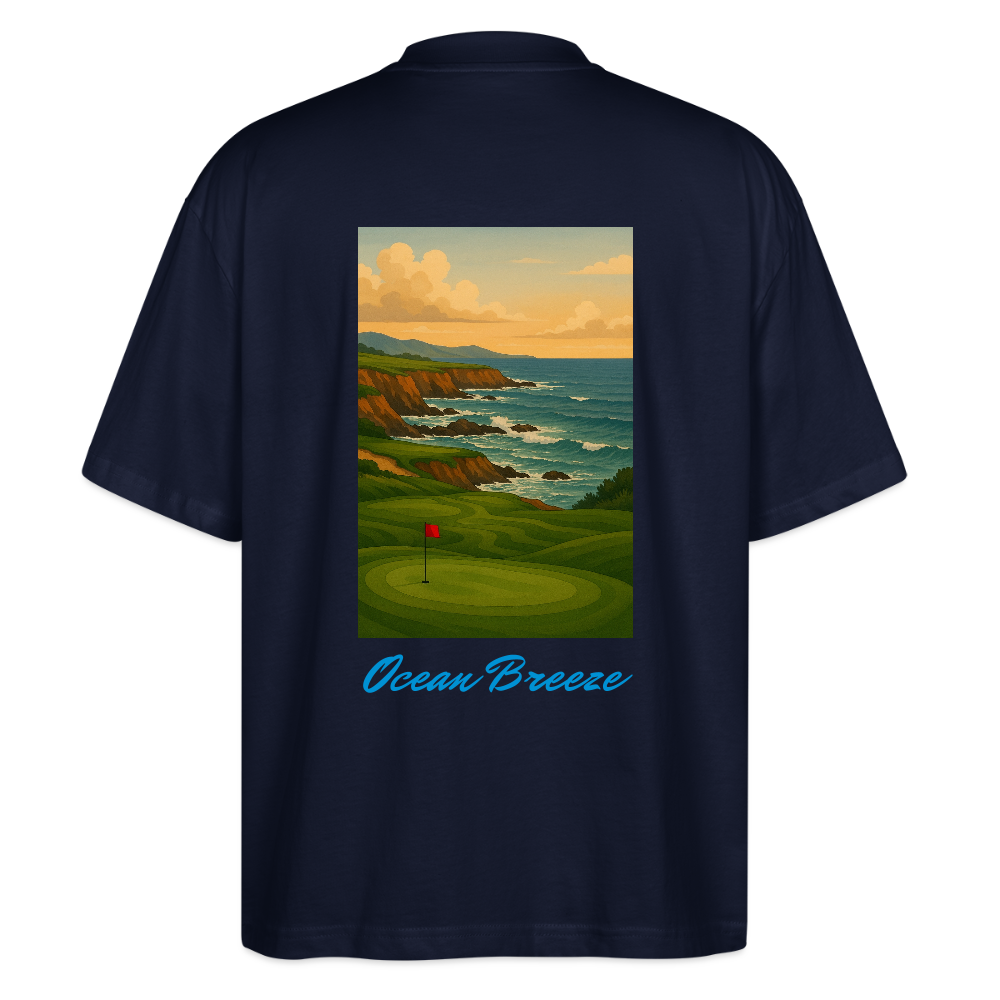 Oversized Unisex Organic T-shirt Ócean Creme - navy